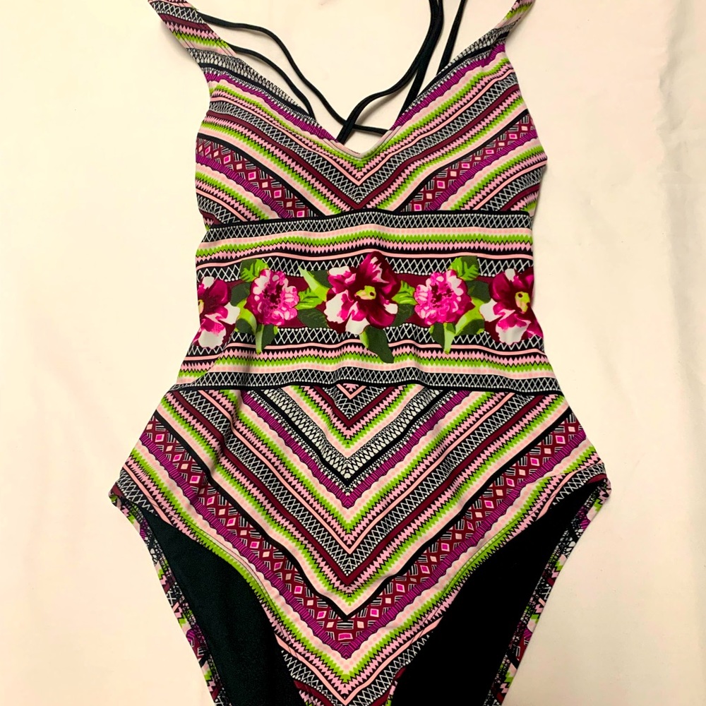 Womens flower and stripes swimsuit